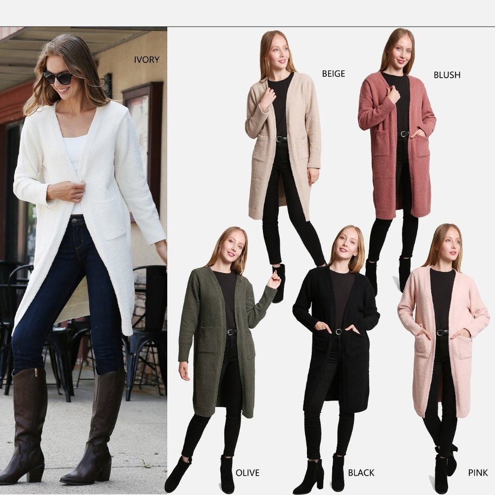 P/S Women's Solid Color Luxury Soft Long Cardigan·Wrap·Shawl·Ponchos·ComfyLuxe